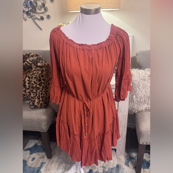 Passion of Essence Coral Off-Shoulder Mini Dress - Picture 6 of 8